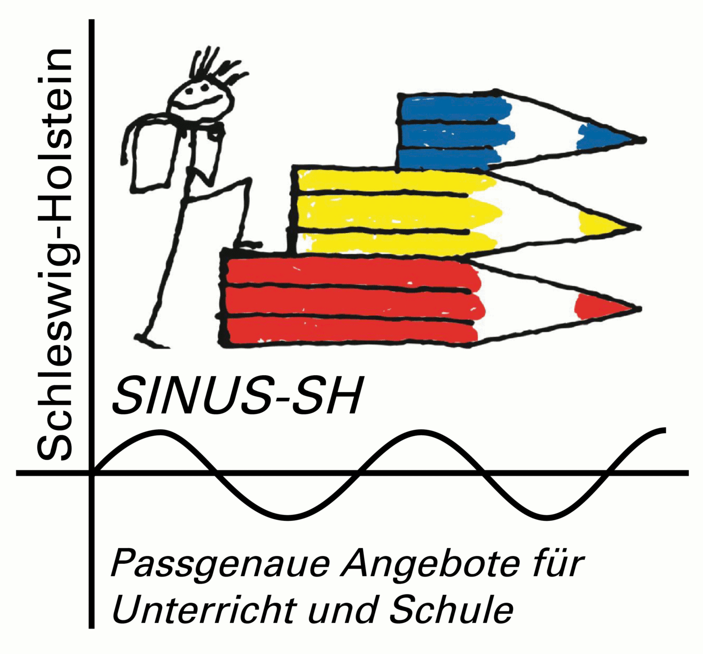Logo: 3 Stifte mit Schriftzug Sinus-SH